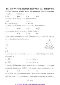 2024～2025学年广东省东莞市翰林高级中学高二上()期中数学试卷(含答案)