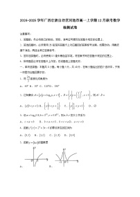 2024-2025学年广西壮族自治区河池市高一上学期12月联考数学检测试卷（附解析）