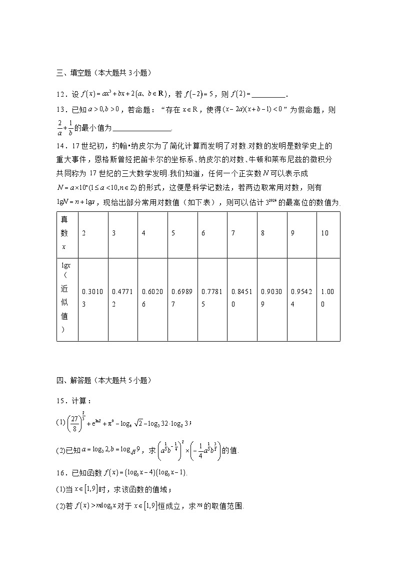 2024-2025学年江西省南昌市高一上学期第二次月考数学检测试题(附解析)第3页