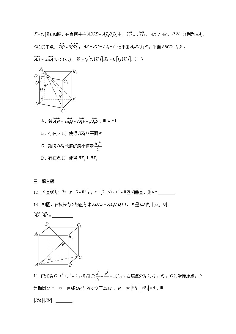2024-2025学年辽宁省抚顺市高二上学期期中考试数学检测试题(附解析)第3页