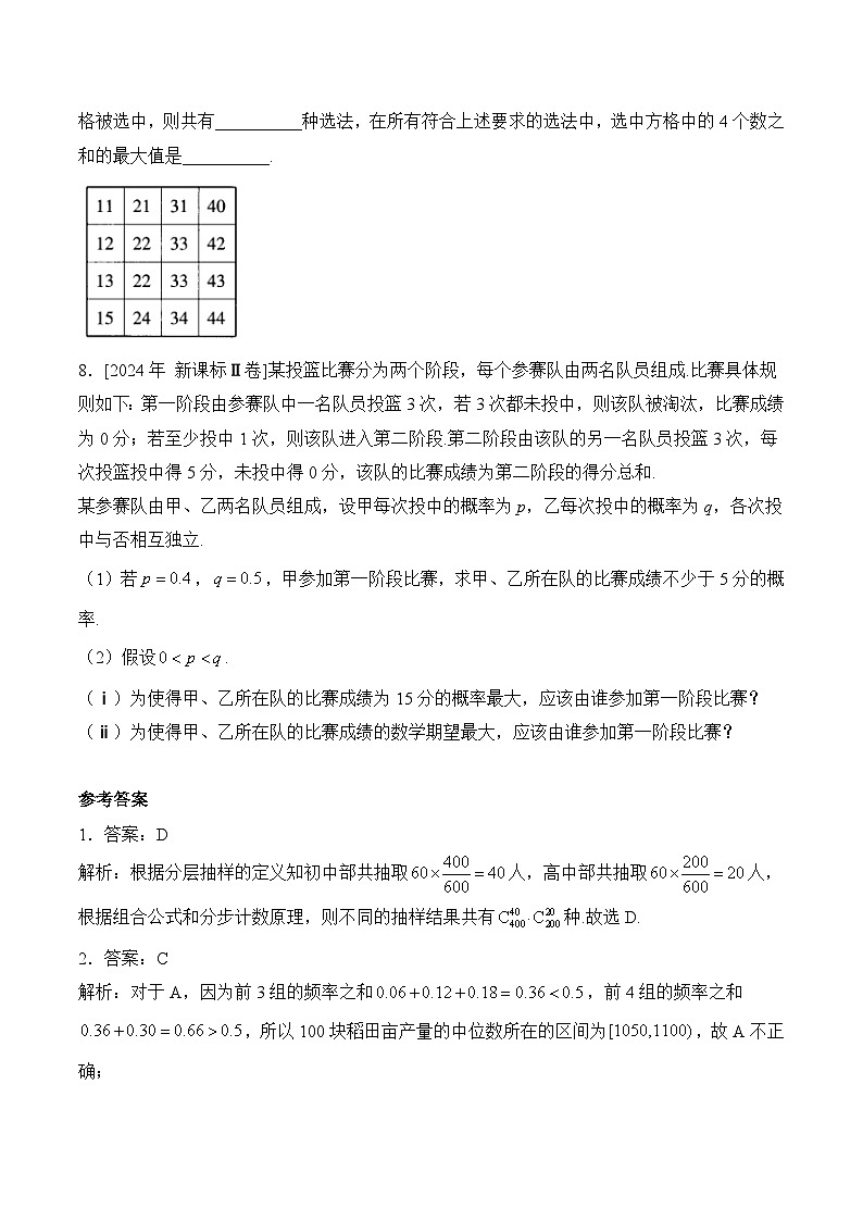 2025届高考数学二轮复习专练 专题九 计数原理与概率统计(含解析)第3页