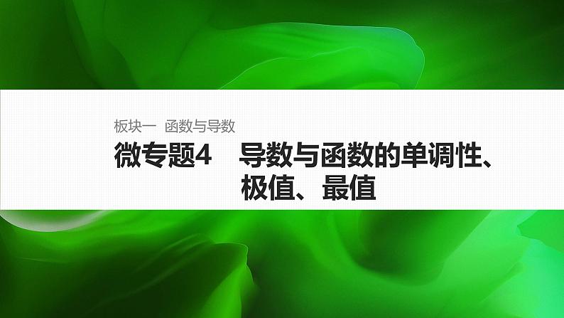 微专题4 导数与函数的单调性、极值、最值第1页