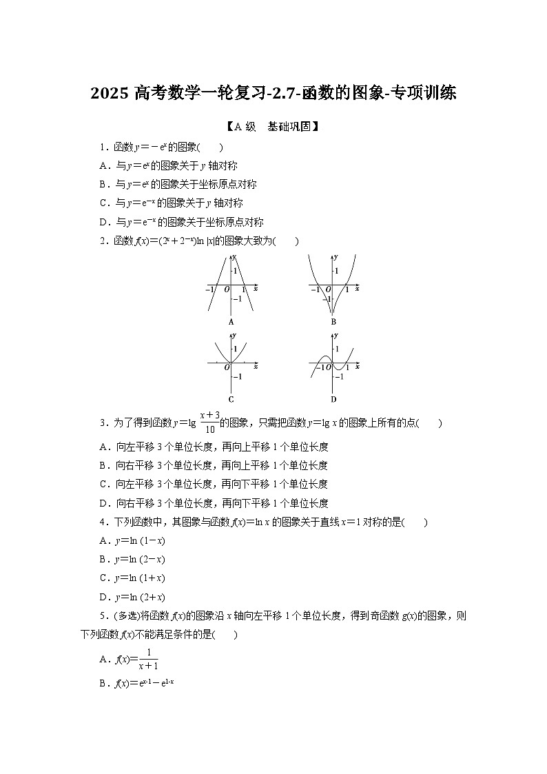 2025高考数学一轮复习-2.7-函数的图象-专项训练【含答案】第1页