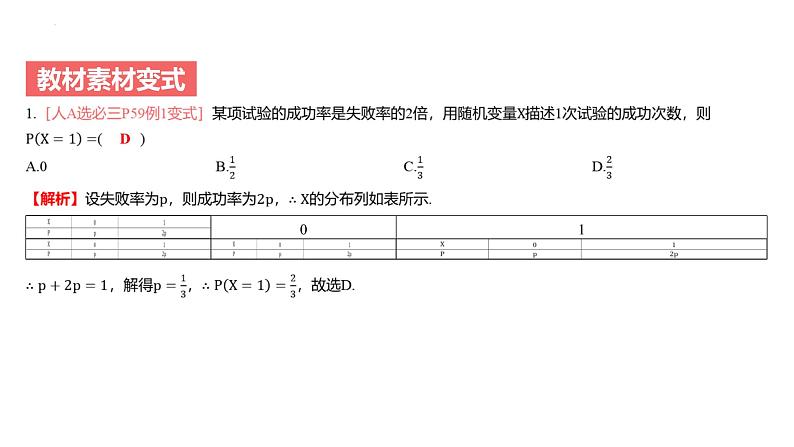 艺考生教学课件39离散型随机变量的分布列和数字特征-2024-2025学年高考数学艺体生一轮复习课件第5页
