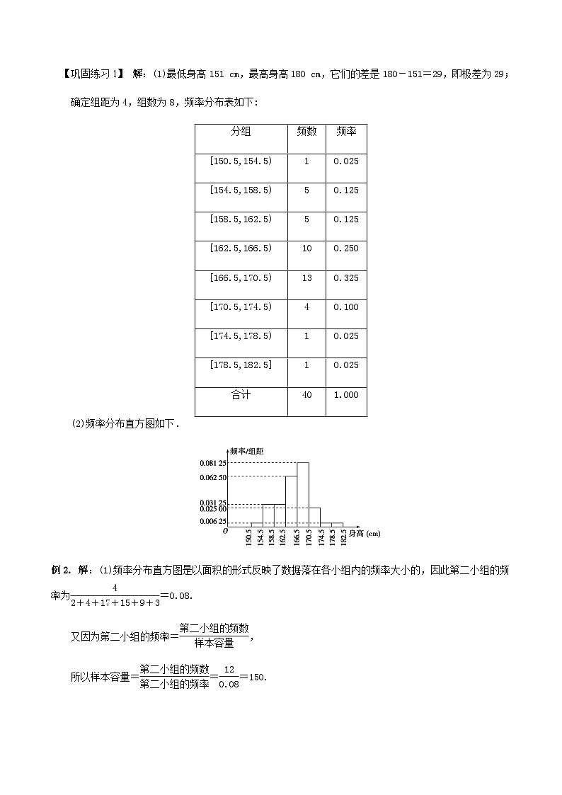人教A版高中数学(必修第二册)导学案9.2.1总体取值规律的估计(解析版)第3页