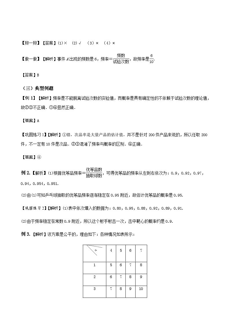 人教A版高中數(shù)學(xué)(必修第二冊(cè))導(dǎo)學(xué)案10.3.1頻率的穩(wěn)定性（解析版）第2頁(yè)