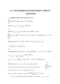 新疆维吾尔自治区2025届普通高考适应性检测分学科第二次模拟考试数学试题