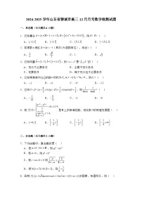 2024-2025学年山东省聊城市高三上学期12月月考数学检测试题（附解析）