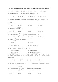 江西省景德镇市2023-2024学年上学期高一期末数学检测试卷（附解析）