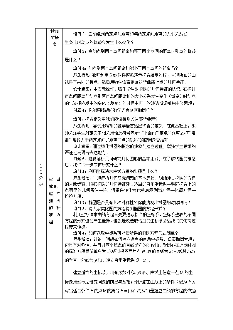 高二【数学(人教A版)】椭圆及其标准方程(1)-教学设计第3页