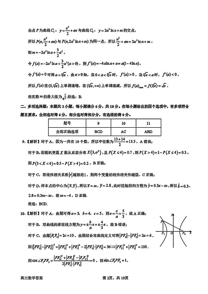 廣東省惠州市2024-2025學(xué)年高三高考三調(diào)考試 數(shù)學(xué)試卷（參考答案）第2頁