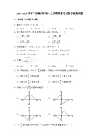 2024-2025学年广西柳州市高一上学期期末考试数学检测试题（附解析）
