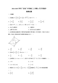 2024-2025学年广东省广州市高三上册1月月考数学检测试题（附解析）
