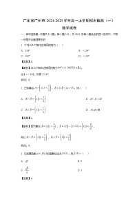 2024~2025学年广东省广州市高一上学期期末检测（一）数学试卷（解析版）