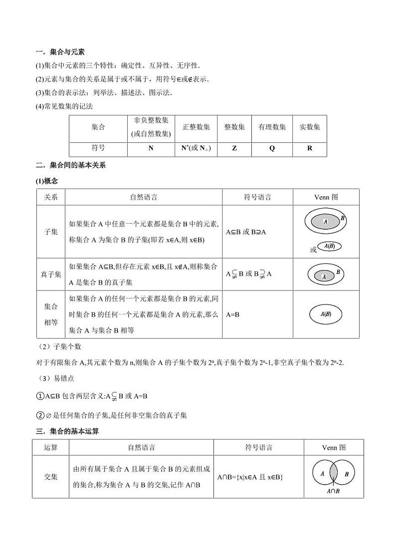 1.1 集合(精讲)(教师版) 2024年高考数学一轮复习一隅三反系列(新高考)第2页
