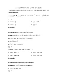 2024-2025学年广东省广州市高一上学期期中数学检测试题（含解析）