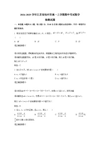 2024-2025学年江苏省扬州市高一上学期期中考试数学检测试题(含解析)