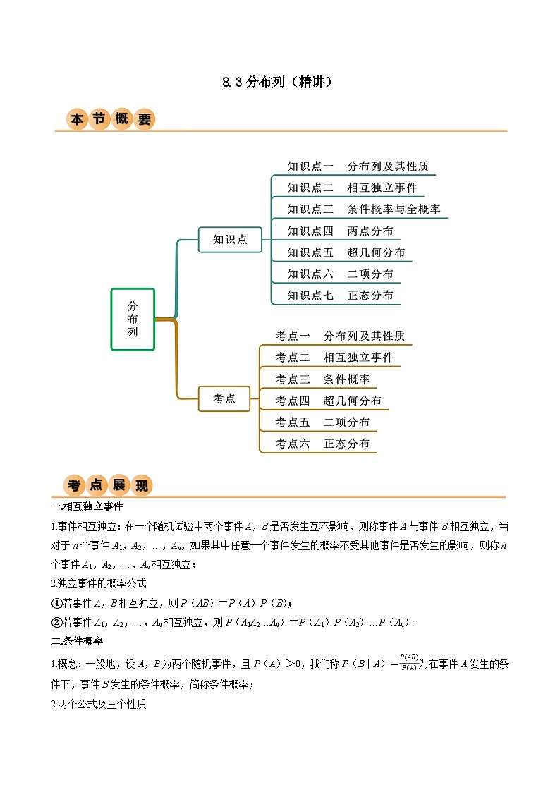 2024年数学高考一轮复习分布列试卷第1页