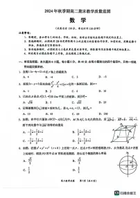 广西玉林市2024-2025学年高二上学期期末教学质量监测数学试卷