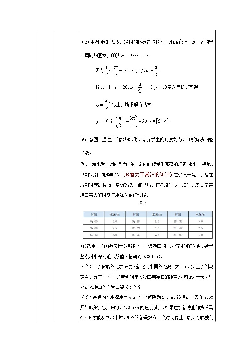 人教A版(2019)高一数学必修第一册三角函数应用(2)-教学设计第2页