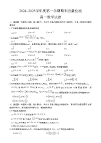 湖北省武汉市江岸区等2地2024-2025学年高一上学期1月期末质量检测数学试卷（Word版附答案）