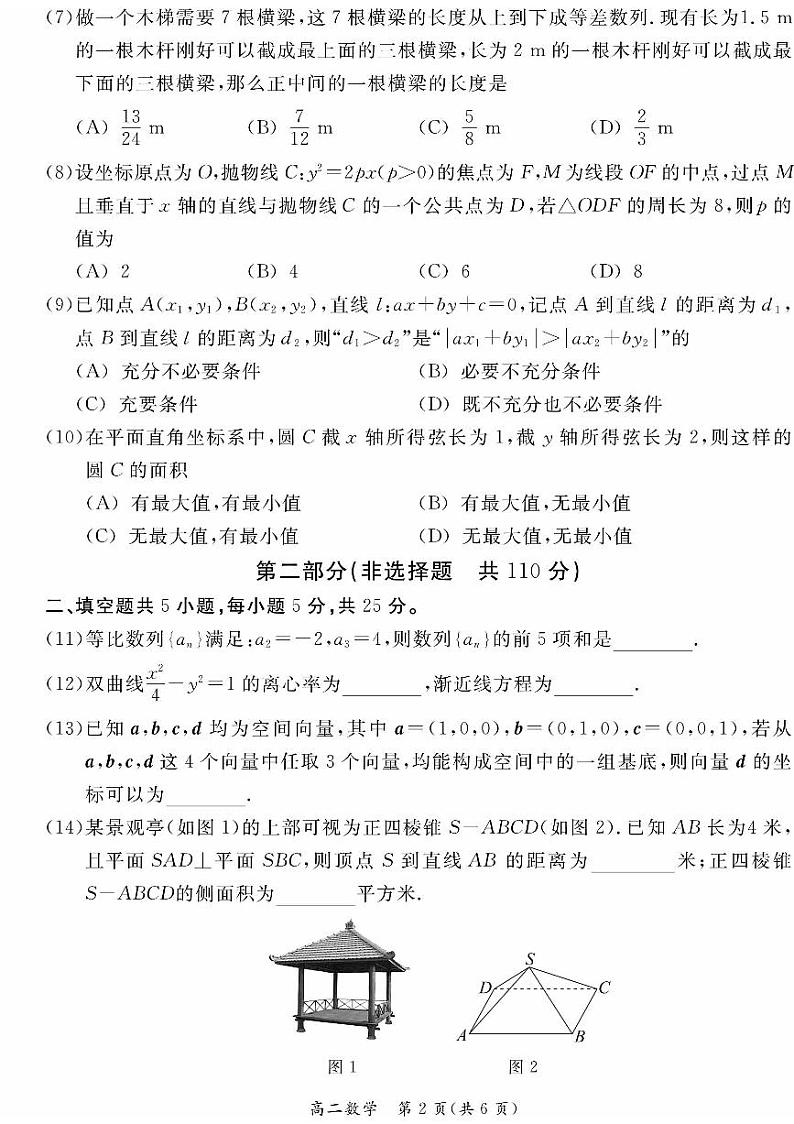 北京市东城区2024-2025学年高二上学期期末考试数学试卷(PDF版,含答案)第2页