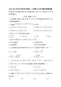 2024-2025学年江苏省苏州市高一上册10月月考数学检测试题