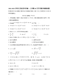 2024-2025学年江苏省苏州市高一上册10月月考数学检测试题