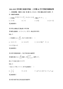2024-2025学年浙江省温州市高一上册10月月考数学检测试卷（附解析）