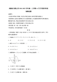 安徽省马鞍山市2024-2025学年高一上册11月月考数学阶段检测试题（含解析）