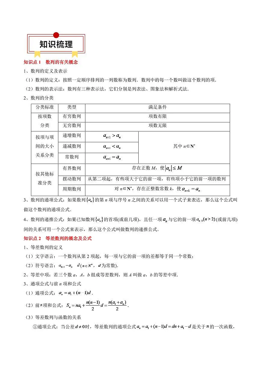 2024年高考数学一轮知识点复习—等差数列与等比数列(原卷版)第2页