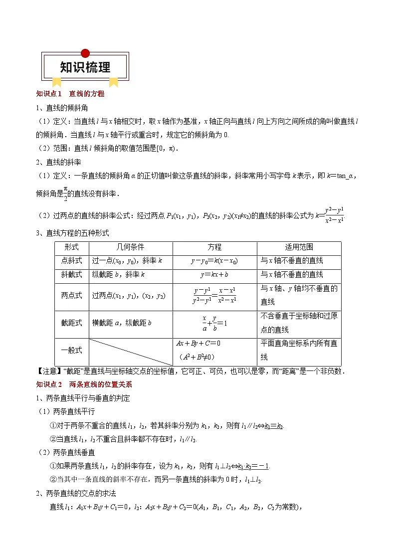 2024年高考数学一轮知识点复习—直线与圆(原卷版)第2页