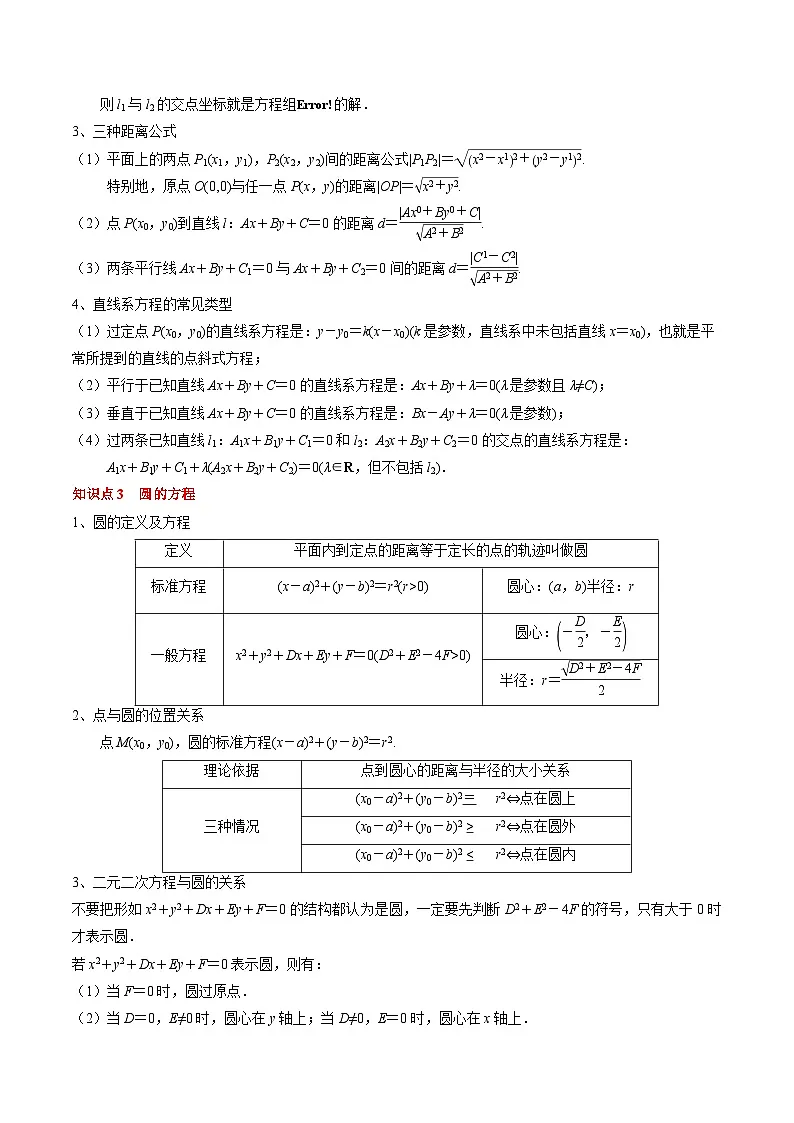 2024年高考数学一轮知识点复习—直线与圆(原卷版)第3页