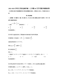 2024-2025学年江苏省盐城市高二上册10月月考数学检测试卷(附解析)