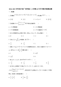 2024-2025学年四川省广安市高三上册10月月考数学检测试题（含解析）