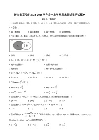 浙江省嘉兴市2024-2025学年高一上学期期末测试数学试题（含解析）