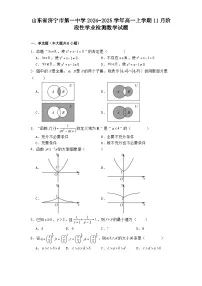 山东省济宁市第一中学2024−2025学年高一上学期11月阶段性学业检测 数学试题