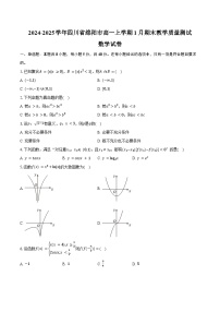 2024-2025学年四川省绵阳市高一上学期1月期末教学质量测试数学试卷（含答案）