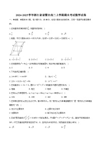 2024-2025学年浙江省诸暨市高二上学期期末考试数学试卷（含答案）