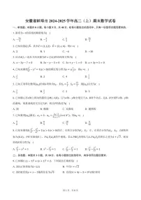 安徽省蚌埠市2024-2025学年高二(上)期末数学试卷(含答案)