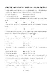 安徽省马鞍山市红星中学2024-2025学年高二上学期期末数学试卷（含答案）