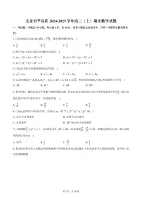 北京市平谷区2024-2025学年高二(上)期末数学试题(含答案)
