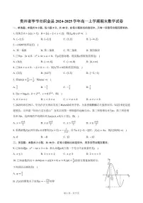 贵州省毕节市织金县2024-2025学年高一上学期期末数学试卷（含答案）