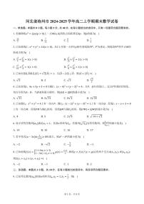 河北省沧州市2024-2025学年高二上学期期末数学试卷（含答案）