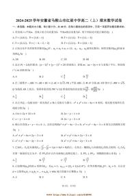 2024~2025学年安徽省马鞍山市红星中学高二上期末数学试卷(含答案)