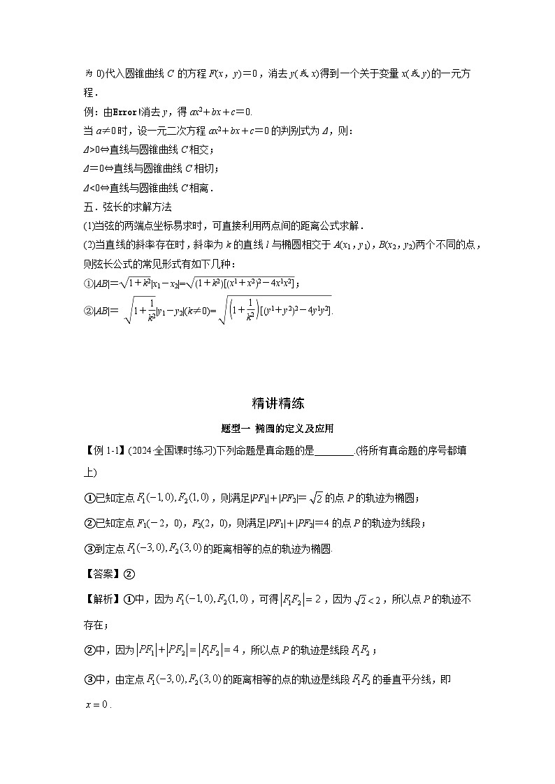 艺考生专题讲义43 椭圆-2024-2025学年高考数学艺体生一轮复习试题第2页