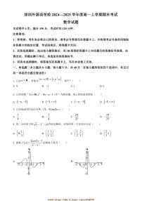 2024～2025学年广东省深圳外国语高级中学高一上期末考试数学试卷(含答案)