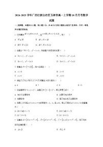 2024-2025学年广西壮族自治区玉林市高一上册10月月考数学试题
