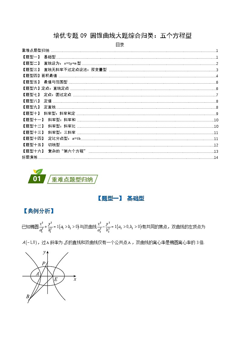 新高考数学三轮冲刺练习培优专题09 圆锥曲线大题综合:五个方程型(原卷版)第1页