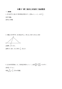 新高考数学二轮复习解答题提分训练专题07 解三角形之求角的三角函数值(2份,原卷版+解析版)